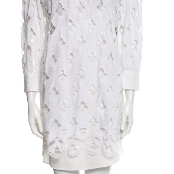 Sandro Houle Embroidered White Eyelet Mini Dress S $500 - Picture 8 of 8